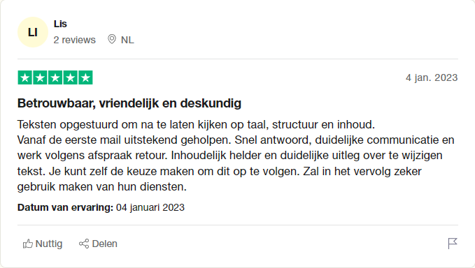 trustpilot review scriptie nakijken